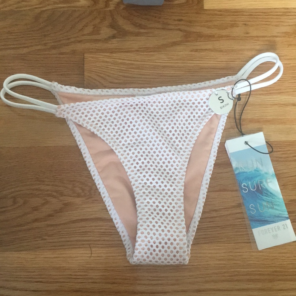 White mesh illusion bikini bottoms